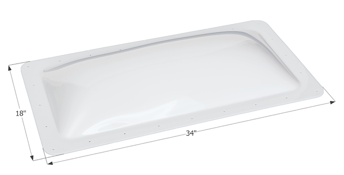 White Icon Direct RV Skylight SL1430W 18x34 with Dimensions - Top View | United RV Parts