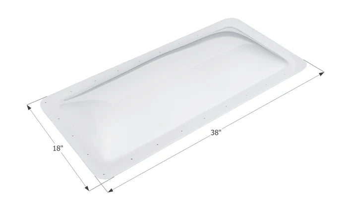 Icon SL1434W White RV Skylight 18x38 with Dimensions - Angled View | United RV Parts