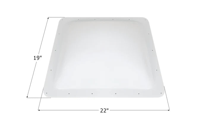 White RV Skylight Dome 16x19 - Dimensional Diagram 22 x 19 | United RV Parts