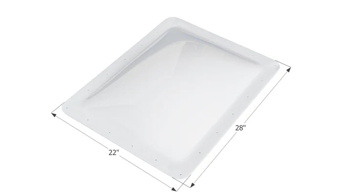 White RV Skylight Dome SL1824W with 22x28 Outer Dimensions Shown - Angled View | United RV Parts