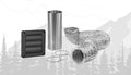 Black InVision Dryer Exhaust Vent Kit 620-2700 with flexible aluminum hose - Full Kit View | United RV Parts