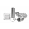 White RV Dryer Exhaust Vent Kit with Flexible Foil Hose & Clamps - Flat Lay | United RV Parts