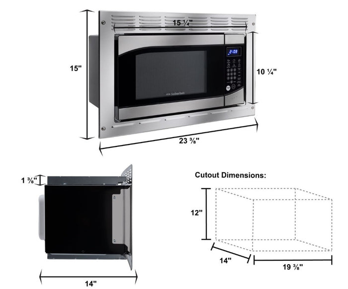 InVision RV Microwave 3056AST - Dimension Chart | United RV Parts