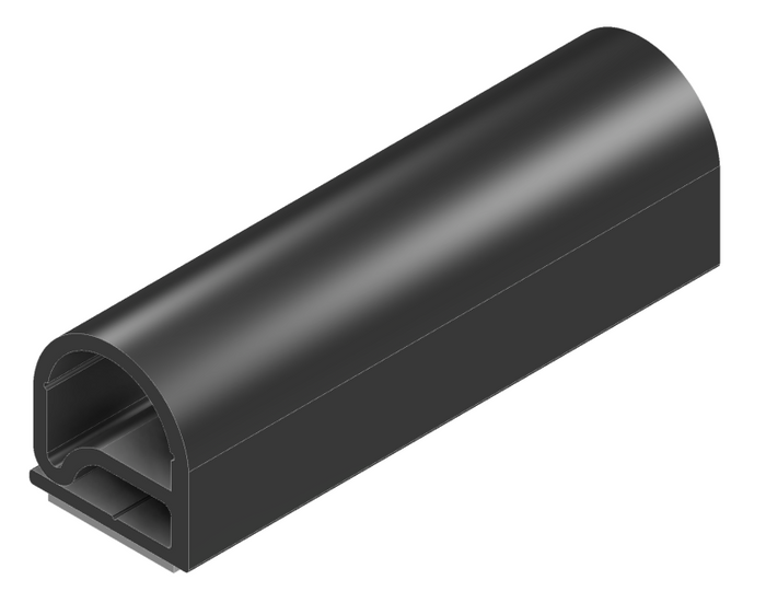 Black Rubber RV Slide Out Seal Single Bulb - 3D Isometric View | United RV Parts