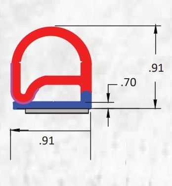 Jaeger Flip N Seal Slide Out Seal Cross-Section Diagram 0.91" Width x 0.91" Height | United RV Parts