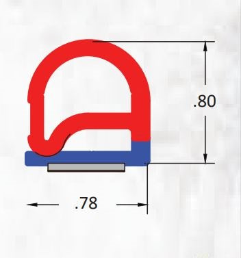 Jaeger Flip'N Seal RV Slide Out Seal Cross-Section Diagram - .78" Wide .80" Height | United RV Parts