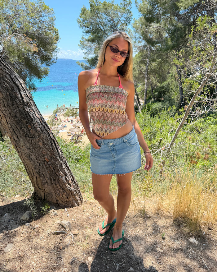 JESSICA DENIM MINI SKIRT - LIGHT BLUE