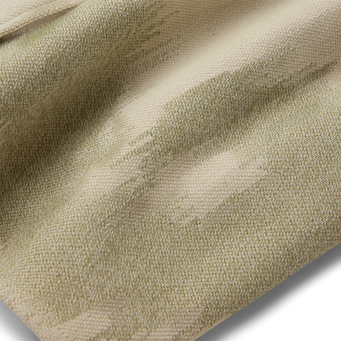 Journey Jacquard Long Sleeve Flannel in oat, close-up detail shot showing woven texture and fabric weave pattern