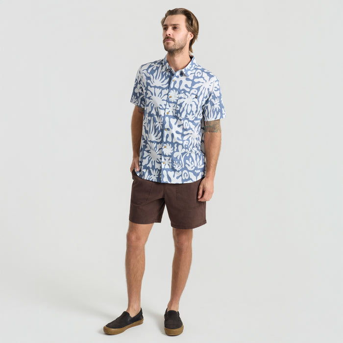 Stylish Roark boardshorts featuring a unique collar design, perfect for both active and leisure travel adventures.