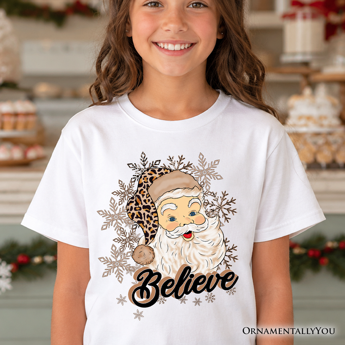 Kids Believe Santa Cheetah Leopard T-Shirt