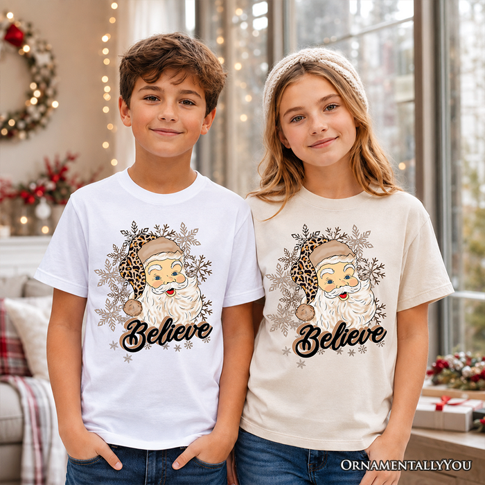 Kids Believe Santa Cheetah Leopard T-Shirt