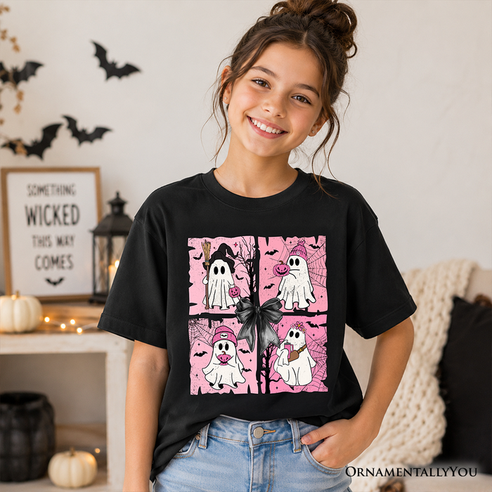 Kids Pink Halloween Ghost T-Shirt