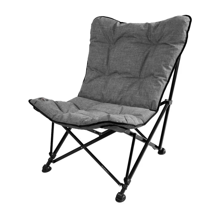 Heather Grey Kuma Aurora Padded Folding Camp Chair 896-KM-ACPS-HG - Angled View | United RV Parts