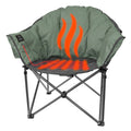 Sage Green Kuma Lazy Bear Heated Folding Camp Chair with Heating Zone Overlay - Front View | United RV Parts