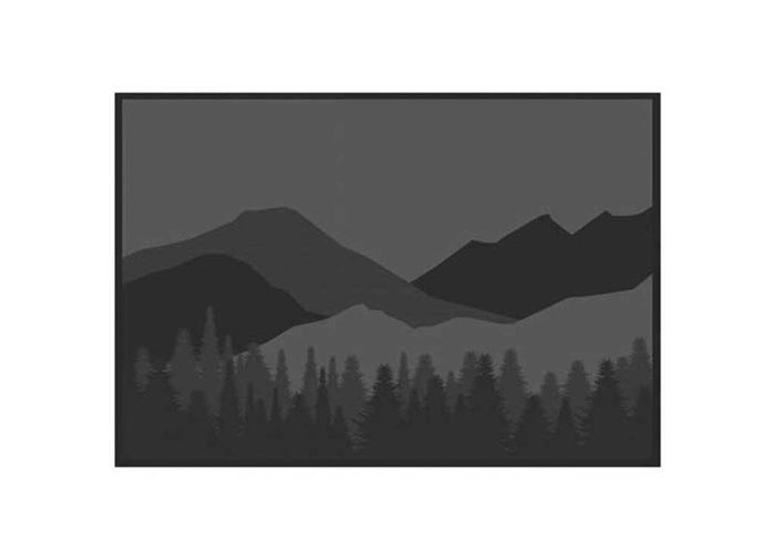 Black Grey Polypropylene RV Outdoor Mat - Reverse Side Mountain Print Flat Lay | United RV Parts