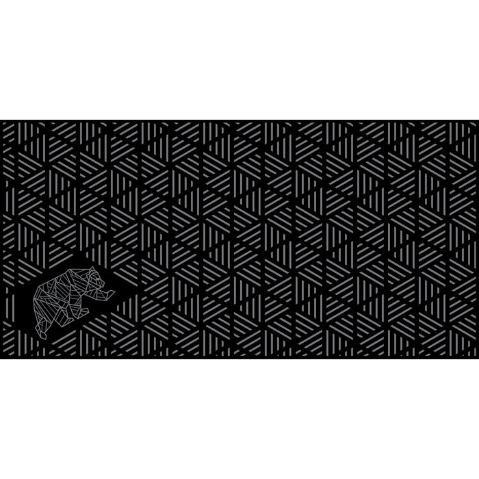 Black Grey Kuma Striped Peaks Outdoor Camping Mat 18x9 - Flat Lay Pattern Detail | United RV Parts