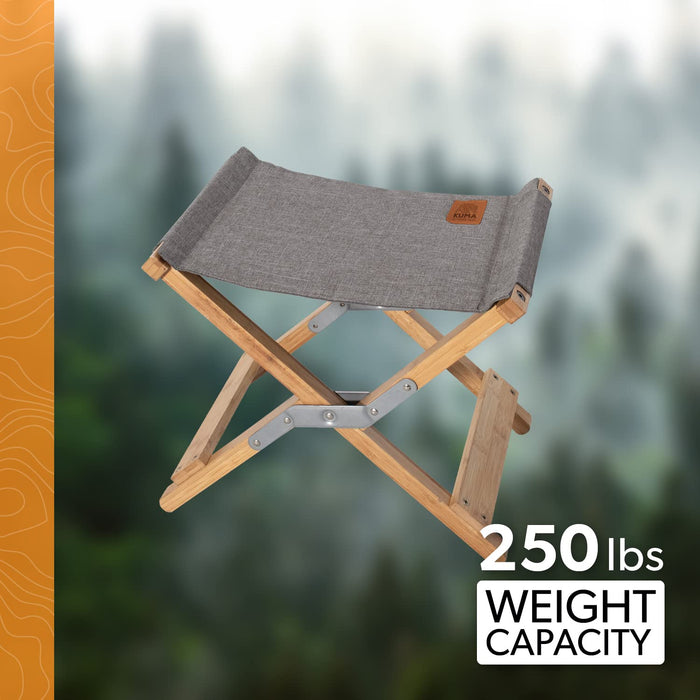 Kuma Yoho Bamboo Stool 250 lb Weight Capacity - Outdoor Lifestyle Shot | United RV Parts