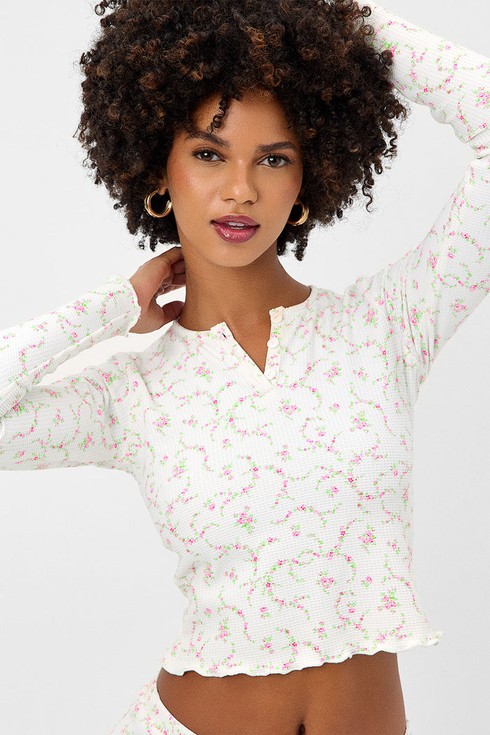 Lake Waffle Long Sleeve Top Day Lily