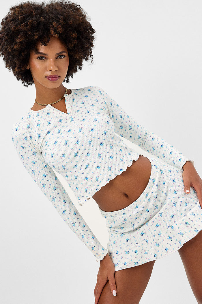 Lake Waffle Night Lily Long Sleeve Top