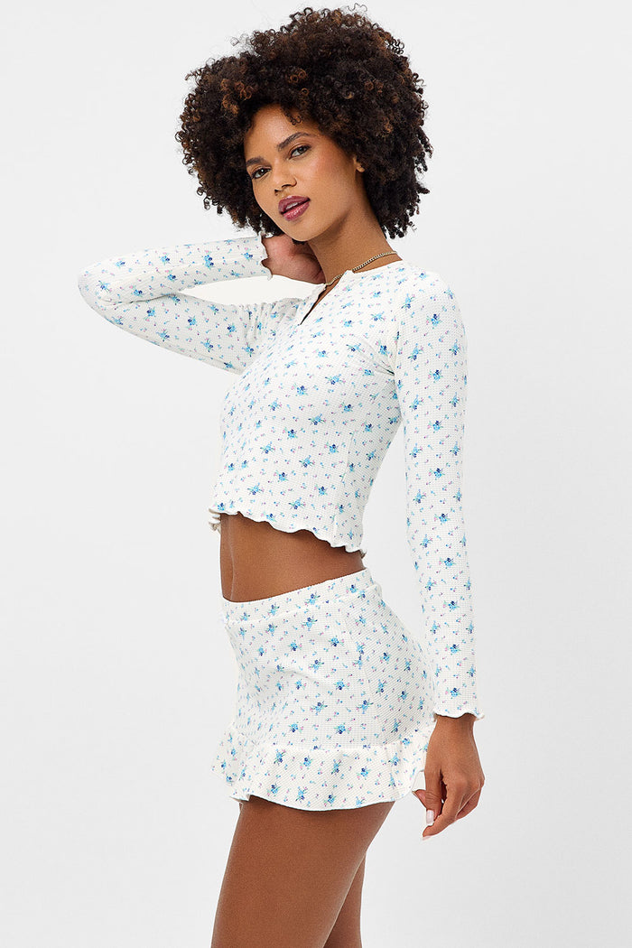 Lake Waffle Night Lily Long Sleeve Top