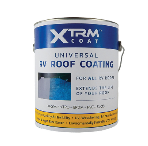 White Universal RV Roof Coating 1 Gallon Can - Front View | United RV Parts