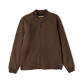 Brown Layover Bomber Jacket with full zip front, ribbed collar and cuffs, displayed flat on white background