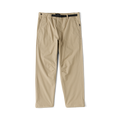 Beige Layover Trail Pants displayed flat lay, showing full length with black belt and side zip pockets