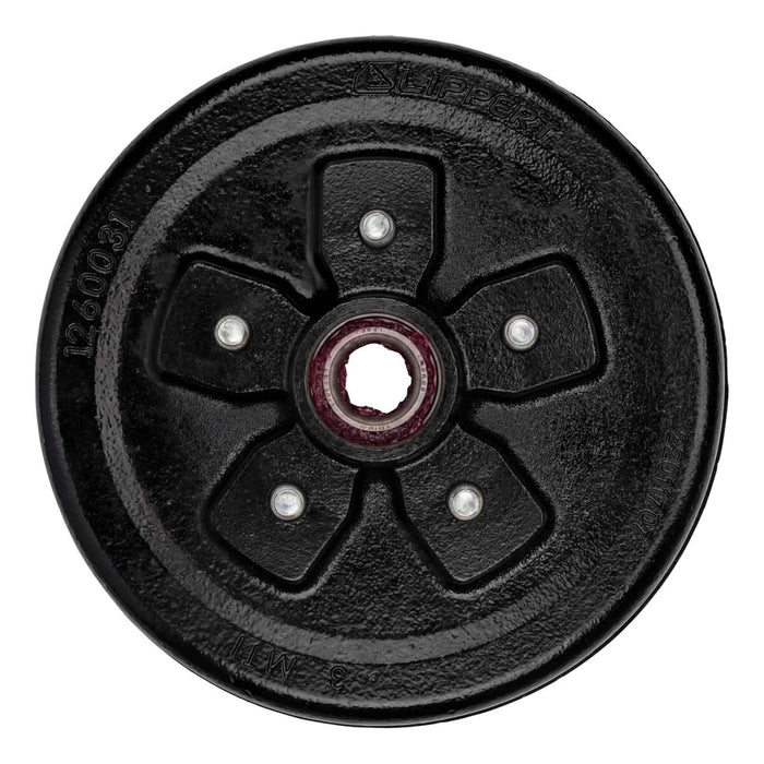 Lippert 10" Brake Hub 2024013264 - Rear Face View Showing 5-Lug Pattern and Pre-Greased Bearing | United RV Parts