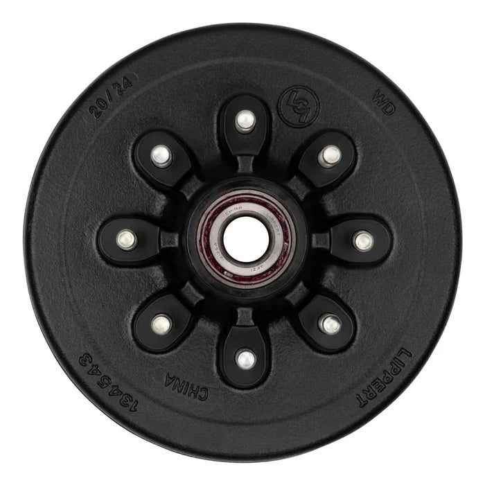 Lippert 12" Brake Hub 2024013261 - Front Face View with Installed Bearing 8-Bolt Pattern | United RV Parts
