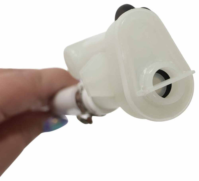 White Plastic RV Toilet Valve - Hand Held Detail | United RV Parts