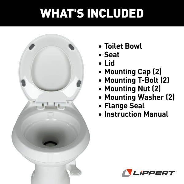 Lippert Flow Max RV Toilet Included Components and Parts List | United RV Parts