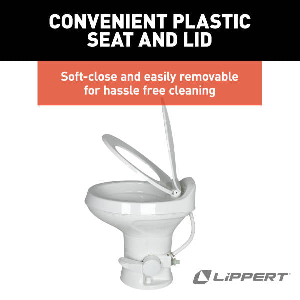 Lippert Flow Max RV Toilet Plastic Seat and Lid Features | United RV Parts