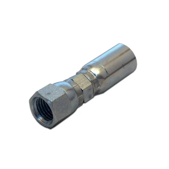 Silver Steel Lippert 138416 JIC Hydraulic Hose End Fitting - Side View | United RV Parts