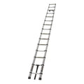 Silver Aluminum Lippert On-The-Go 14'6" Telescopic Ladder - Full Extended Side View | United RV Parts