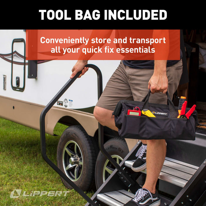 Black Lippert Tool Bag - Portable RV Storage Solution | United RV Parts