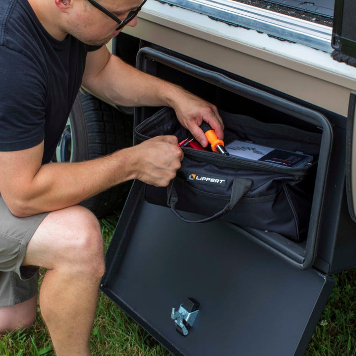 RV Storage Compartment - Lippert Tool Kit in Use | United RV Parts