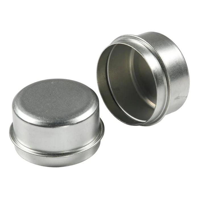Silver Metal Lippert Axle Dust Caps - Side View with Interior Detail | United RV Parts