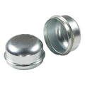 Silver Steel Press-In Dust Cap 2.45" Diameter, 2-Pack Front & Interior View | United RV Parts