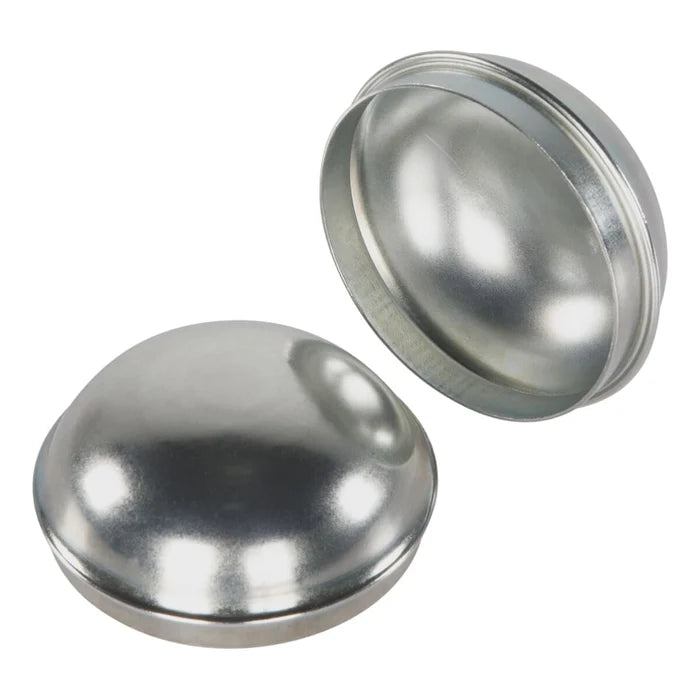 Silver Steel Lippert Press-In Dust Cap 2-Pack, Front and Interior View, 2.72" Trailer Axle | United RV Parts