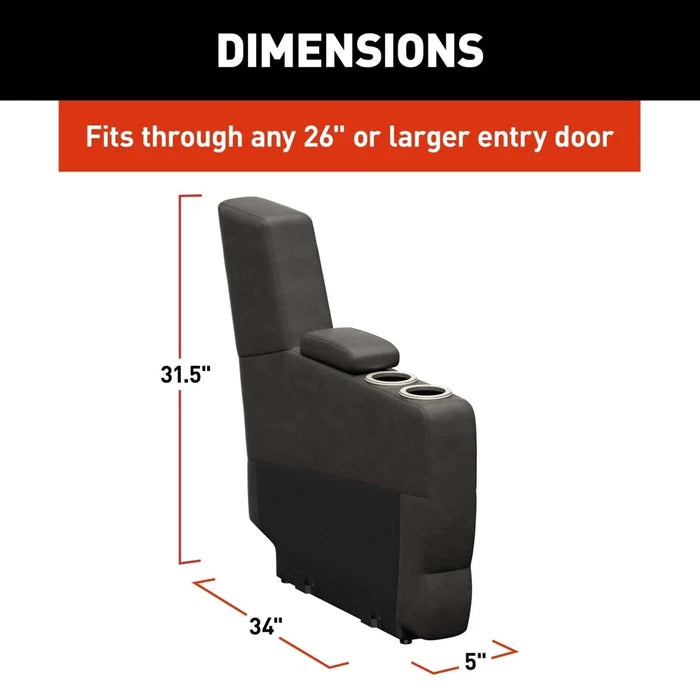 Thomas Payne Seismic 5" Center Console Dimensions Diagram - 31.5" H x 34" D x 5" W, Fits 26" RV Entry Door | United RV Parts