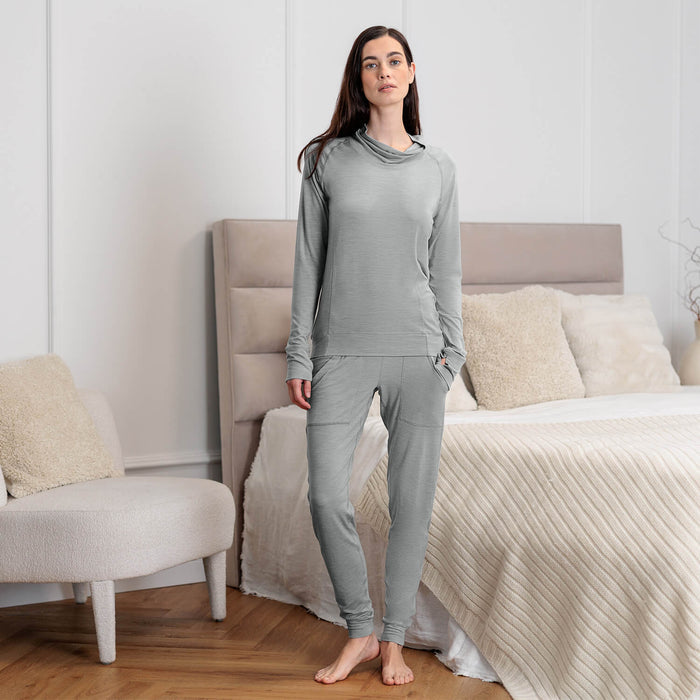 Wool pajamas women || Light grey melange