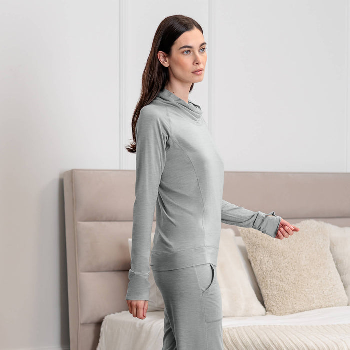Wool pajamas women || Light grey melange