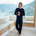 Wide pajama pants men || Midnight blue