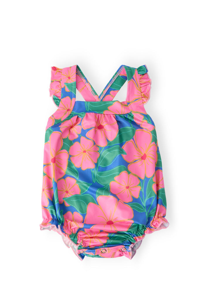 Luau Floral Ruffle Cross Back Romper-Mila & Rose ®