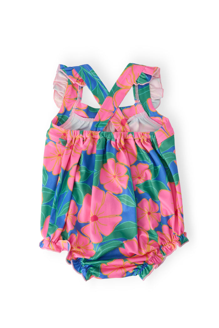 Luau Floral Ruffle Cross Back Romper-Mila & Rose ®