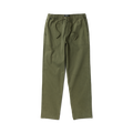 Olive green Roark Made To Fade pants with drawstring waistband and visible seam stitching details displayed flat lay