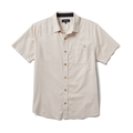 Front view of the Roark Made To Fade Short Sleeve Button Up Shirt in Washed Bone, featuring a classic button-front design and chest pocket with logo detail.