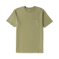 Sage green short sleeve tee with chest pocket displayed flat against white background