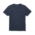 A model wearing the Roark Made To Fade Short Sleeve Tee in Washed Navy, showcasing the comfortable and stylish design. Shop the official Roark store now.