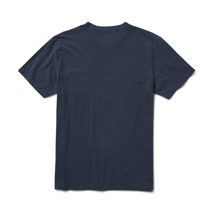 A close-up image of the Roark Made To Fade Short Sleeve Tee in Washed Navy, showcasing the details and craftsmanship. Shop the official Roark store now.